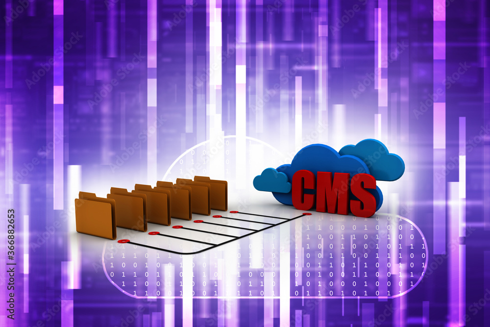 Poster 3d rendering cms cloud with folder