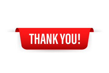 Thank you Red ribbon, Label Icon Vector Design. Vector illustration.