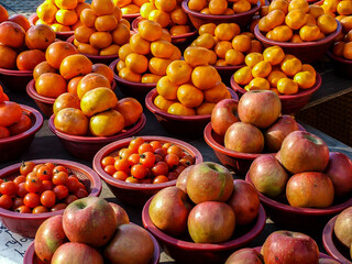 Late Autumn Fruit for Sale at Street Market, Jinju, Korea