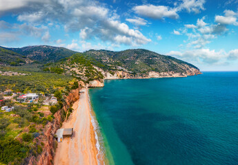 Breathtaking summer view of popular tourist destination - Mattinatella beach (Fontana delle Rose)....