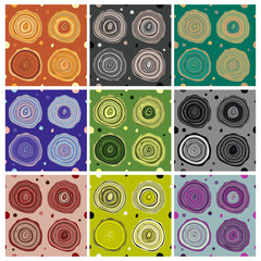 Abstract four tree cross section seamless pattern with modern colour combinations. Modern geometric, minimalist, suitable for wallpapers, fabric pattern, banners, backgrounds, cards, book etc.