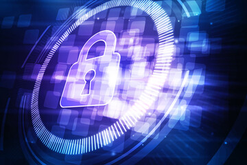 2d illustration Safety concept: Closed Padlock on digital background