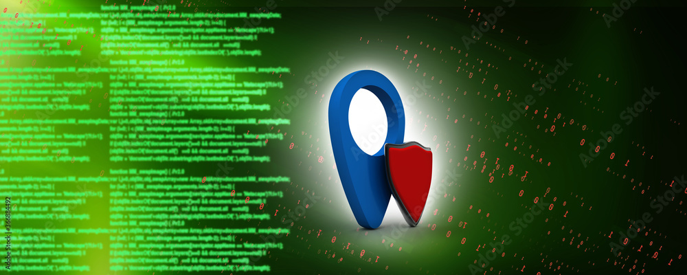 Poster 3d rendering red map pointer