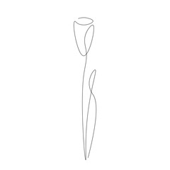Obraz premium Flower silhouette one line drawing design. Vector illustration