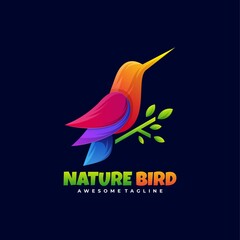 Vector Logo Illustration Nature Bird Gradient Colorful Style.