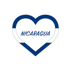 Nicaragua flag in heart. I love my country. sign. Stock vector illustration isolated on white background.