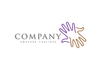 Obraz premium 2 Hands together line icon,Vector color sketch of hands