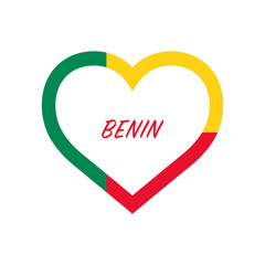 Benin flag in heart. I love my country. sign. Stock vector illustration isolated on white background.