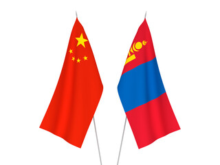 China and Mongolia flags