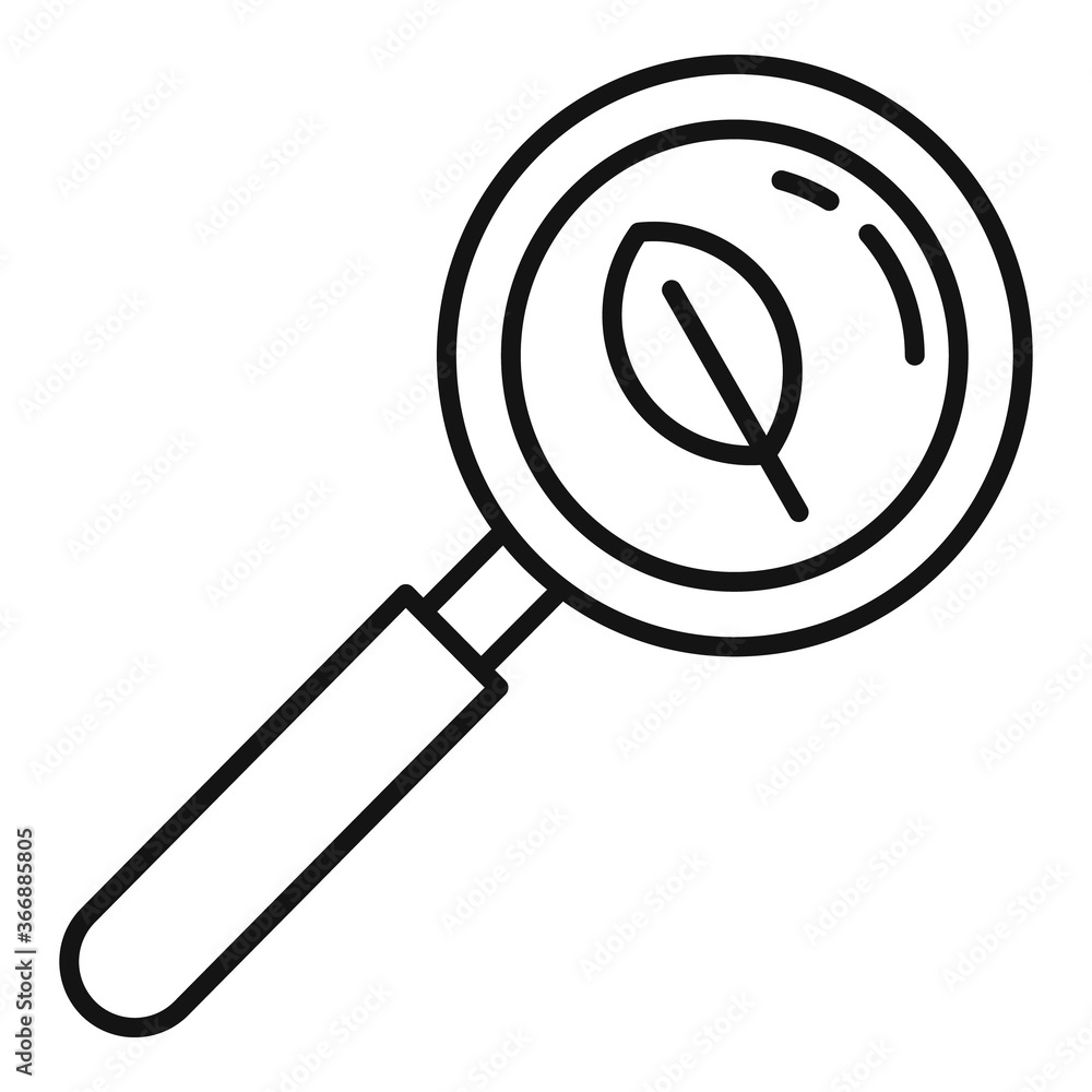 Poster phytotherapy magnifier icon. outline phytotherapy magnifier vector icon for web design isolated on w
