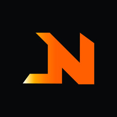 vector logo design of letter N with black background