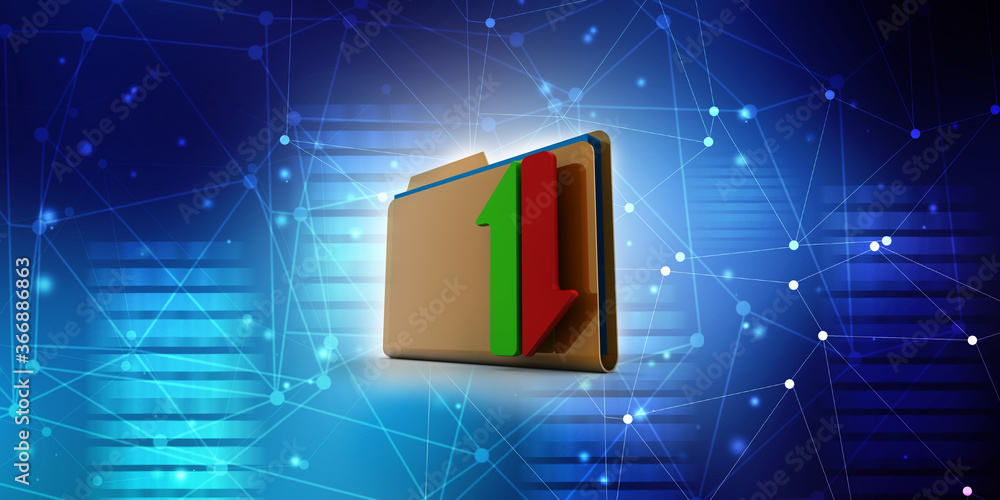 Poster 3d rendering folder with documents
