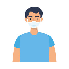 young man wearing medical mask character