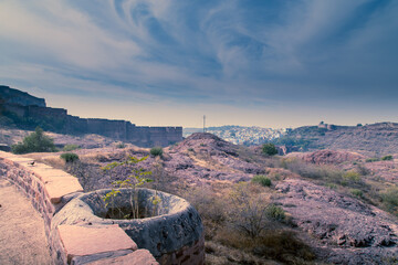 Landscape and beautiful sky view from Mehrangarh Fort, Jodhpur, Rajasthan, India