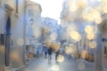 urban blurred background, summer sun bokeh abstract active vacation holidays in europe