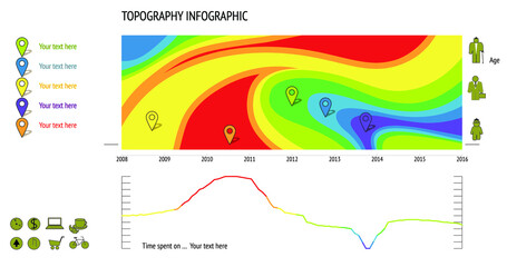 Set of Infographic Elements. Geodesic map and Information Graphics