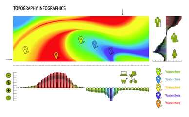 Set of Infographic Elements. Geodesic map and Information Graphics