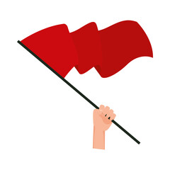 hand waving red flag isolated icon