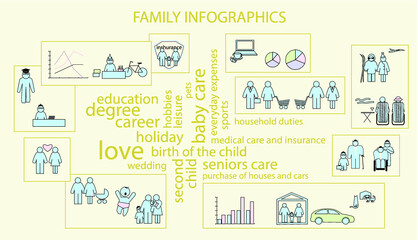 Set of Family Infographic Elements. Sharts and Information Graphics