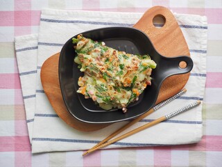 한국의 전통음식 채소 부침개 
