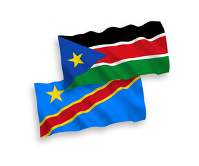 Fototapeta premium Flags of Republic of South Sudan and Democratic Republic of the Congo on a white background