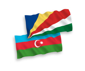 Fototapeta premium Flags of Azerbaijan and Seychelles on a white background