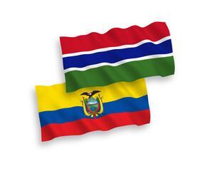 Fototapeta premium Flags of Republic of Gambia and Ecuador on a white background