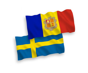 Flags of Sweden and Andorra on a white background