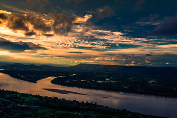 Natural background, high angle from the high mountains that can see the scenery around, the wind blows through the cool, blurred of traveling, the integrity of the moist forest