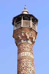Semnan Friday Mosque was built in 1026 during the Great Seljuk period. There are traces of Seljuk art in the minaret of the mosque, built of bricks. Semnan, Iran.