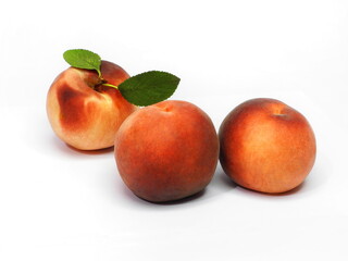 Fototapeta na wymiar Ripe peaches on white isolated background