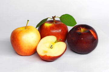 Red apples on white isolated background