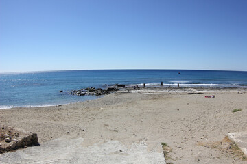 Alanya, TURKEY - August 10, 2013: Travel to Turkey. Beaches on the sea. Waves on the Mediterranean...