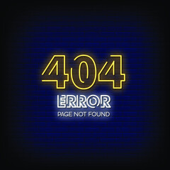 404 Error page not found Neon Signs Style Text vector