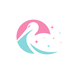 egret animal logo design