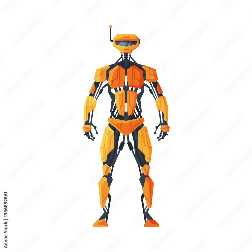 Poster modern robot, android future robotic technology, cybernetic artificial intelligence machine vector i