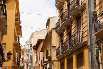 Picturesque old town streets in the city center of Valencia, Spain.