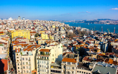 Fototapeta na wymiar Panoramic view of Istanbul from the Galata Tower, Turkey.