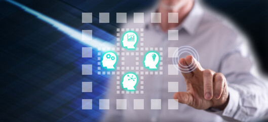 Man touching a business optimization concept