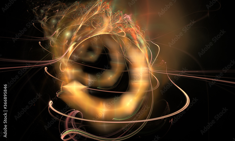 Poster fractals, abstract fire in motion with sparks and flame patterns