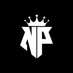 np logo monogram shield shape with crown design template © Three