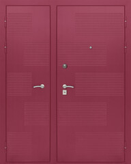 Fototapeta premium Model of double entrance metal doors isolated on white background