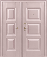 Model of double entrance metal doors isolated on white background