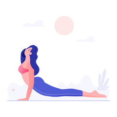 Obraz na płótnie Canvas Flat illustration of yoga, female in meditation pose 