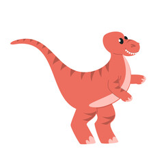 Funny cute baby velociraptor vector isolated. Wild reptile, prehistroic predator. Big extinct animal.