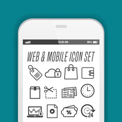 New realistic mobile phone smartphone collection with icons on screen.