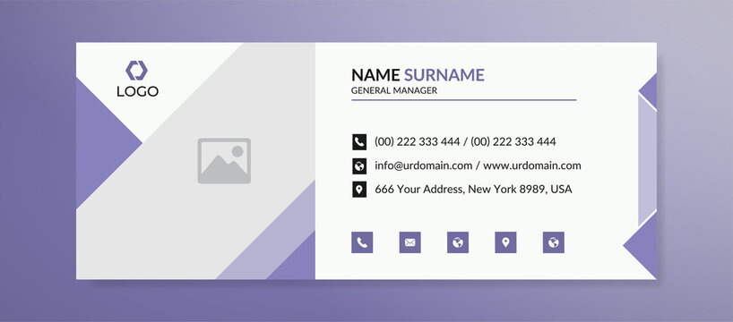 Modern corporate email signature template with an author photo place minimal layout design	
