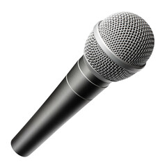 Black microphone close-up, isolated on white background