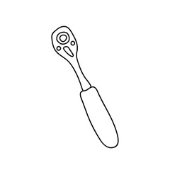 Ratchet wrench - flat illustration on white background, coloring book. hand tools for pipes, sewers, repairs.Hand tools for repair
