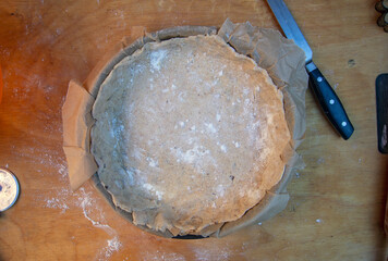 homemade pie with apricots. cooking process. Summer baking